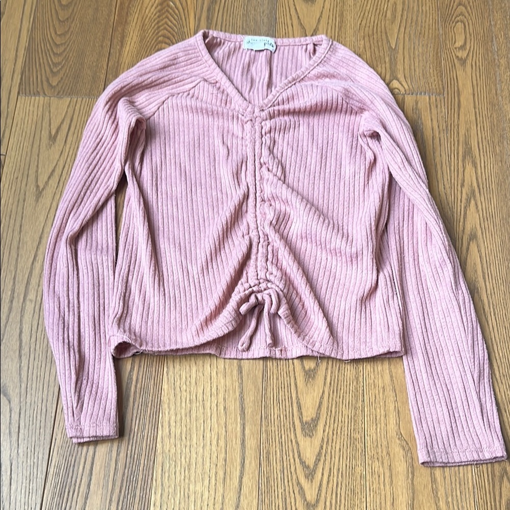 Ten Sixty Sherman Pink Ribbed Tie Front Blouse